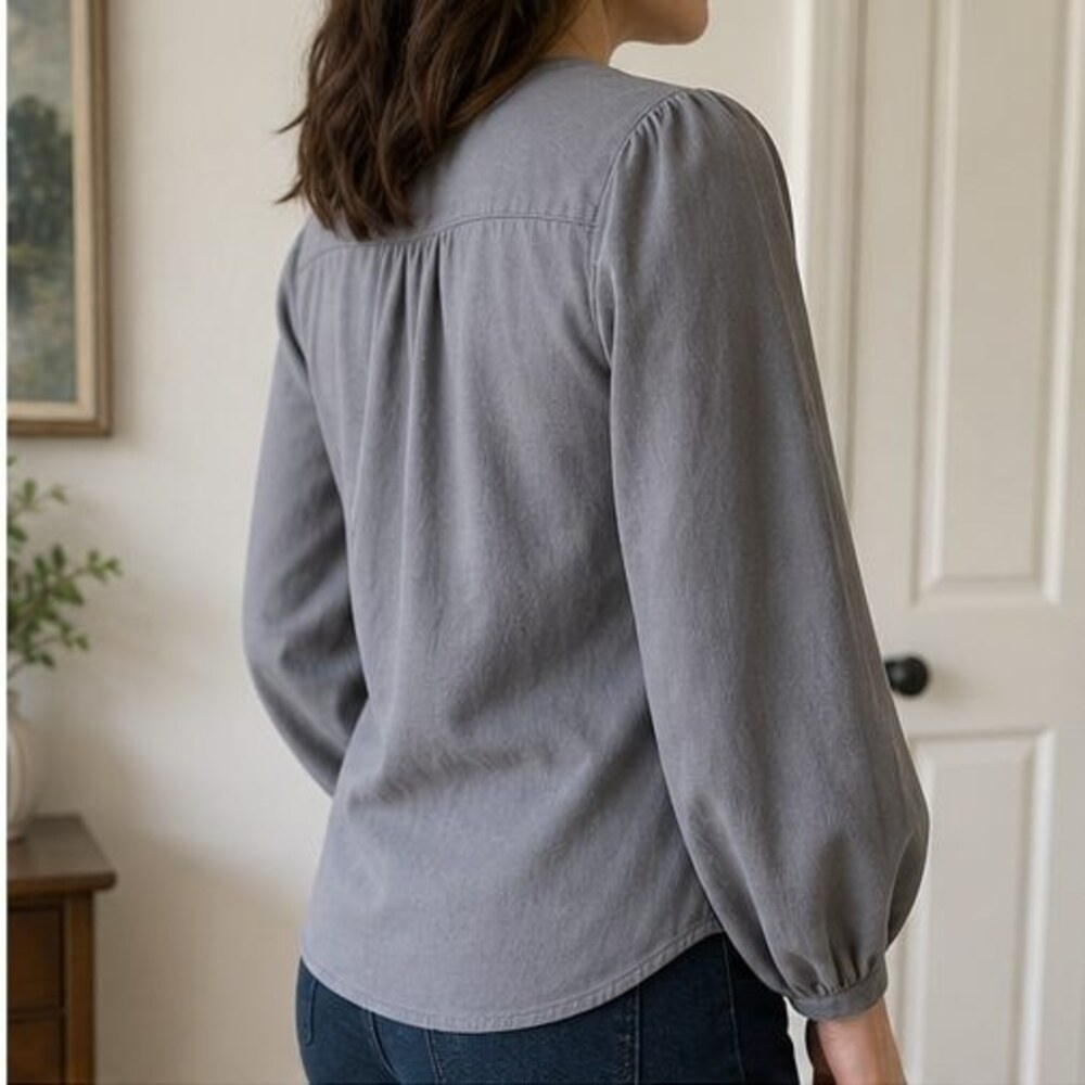 Gray Ruffle Blouse - Picture 3 of 6